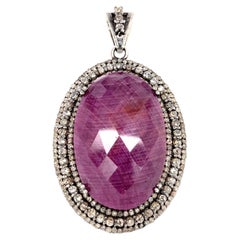 Pendentif Safia en diamants taille rubis et taille rose, avec une monture en diamants taille rose