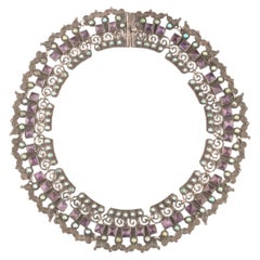 Stunning Mexico MR-39 Silver Amethyst & Turquoise Necklace and Bracelet Set