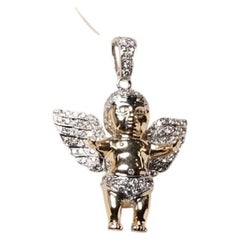 10K-Zweifarb-Anhänger „Cupido-Engel“ aus Gelb- und Weißgold mit Diamanten, 0,50 Karat Gesamtgewicht, 8,9 g