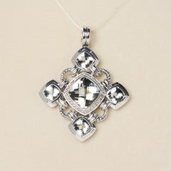 David Yurman Renaissance Prasiolite Enhancer Pendant Sterling Silver & Diamonds