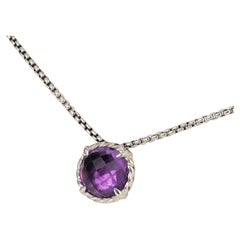 David Yurman Petite Chatelaine Amethyst Pendant Necklace 925 Sterling Silver
