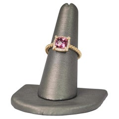 David Yurman Petite Chatelaine Pink Tourmaline Diamonds Pave Bezel 18k Gold Ring