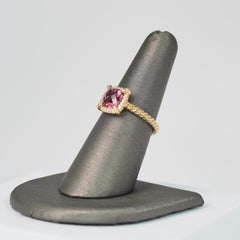 David Yurman Petite Chatelaine Pink Tourmaline Diamonds Pave Bezel 18k Gold Ring