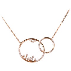 14K Rose Gold Diamond Interlocking Circle Pendant Necklace 0.47 CTW w/ 18” Chain