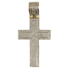 10K Yellow Gold Diamond Cross Pendant 1.00CTW Natural Estate Religious Charm