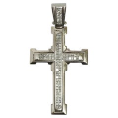 14K White Gold Diamond Cross Pendant 4.00CTW Religious Statement Charm 29.5G