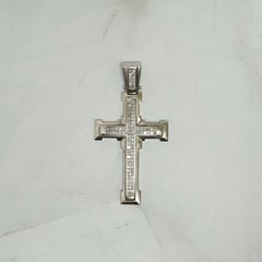 14K White Gold Diamond Cross Pendant 4.00CTW Religious Statement Charm 29.5G