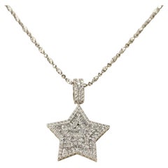 14K White Gold Diamond Star Pendant Necklace 3.85CTW 13.06G 18" Station Chain