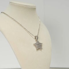 14K White Gold Diamond Star Pendant Necklace 3.85CTW 13.06G 18" Station Chain