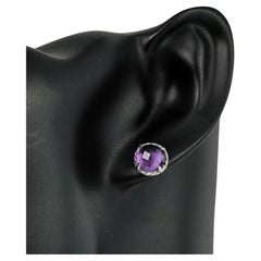 David Yurman Petite Chatelaine Amethyst Stud Earrings 925 Sterling Silver 10mm