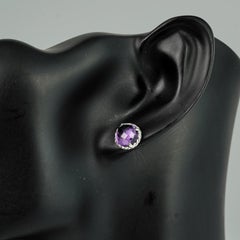 David Yurman Petite Chatelaine Amethyst Stud Earrings 925 Sterling Silver 10mm
