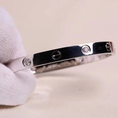 Cartier Love Bracelet 18K White Gold 4 Diamond Classic Model Size 17 Box & Screw
