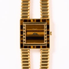 Piaget Altiplano Vampire 18K Yellow Gold Tiger Eye Stone Dial Vintage Rare Watch