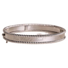 Van Cleef & Arpels Perlee Bracelet 18K White Gold Bangle Women Size Small Signed