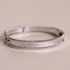Van Cleef & Arpels Perlee Bracelet 18K White Gold Bangle Women Size Small Signed