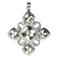David Yurman Renaissance Prasiolite Enhancer Pendant Sterling Silver & Diamonds