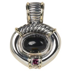 David Yurman Renaissance Black Onyx Pink Tourmaline Pendant 14k Gold 925 Silver