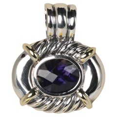 David Yurman Renaissance Amethyst Enhancer Pendant 14k Gold 925 Sterling Silver