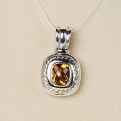 David Yurman Albion Citrine Enhancer Pendant 14K Yellow Gold 925 Sterling Silver