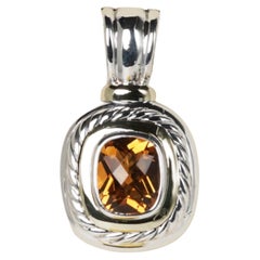 David Yurman Albion Citrine Enhancer Pendant 14K Yellow Gold 925 Sterling Silver