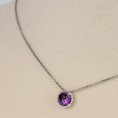 David Yurman Petite Chatelaine Amethyst Pendant Necklace 925 Sterling Silver