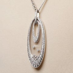 Chopard Happy Diamonds 18K White Gold Floating Diamond Pendant Necklace 3.07CTW