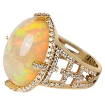Pre-owned Goshwara Opal & Diamond 18k Yellow Gold Cocktail Ring