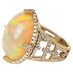 Bague de cocktail Goshwara en or jaune 18 carats, avec opale et diamants