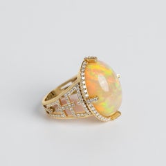 Bague de cocktail Goshwara en or jaune 18 carats, avec opale et diamants
