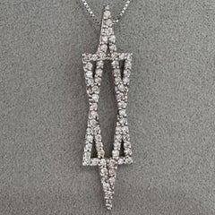 Collier avec pendentif « Étoile de David » en or blanc 14 carats serti de diamants (0,42 carat au total), avec chaîne maille forçat de 18 pouces