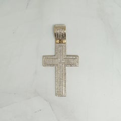 10K Yellow Gold Diamond Cross Pendant 1.00CTW Natural Estate Religious Charm