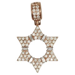 14K Rose Gold Diamond Star of David Pendant 1.00CTW Natural Diamond Estate Charm