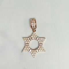 14K Rose Gold Diamond Star of David Pendant 1.00CTW Natural Diamond Estate Charm