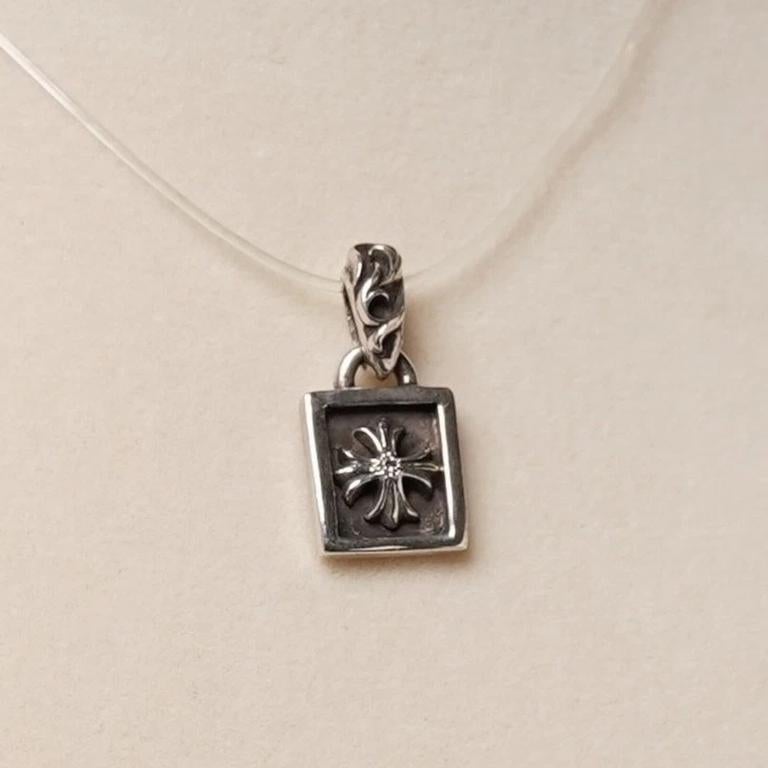 Chrome Hearts .925 Sterling Silver Framed CH Plus Diamond Charm