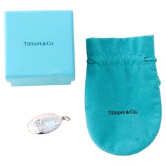 Tiffany & Co. Sterling Silver Oval World Map Charm Pendant W/ Pouch & Box