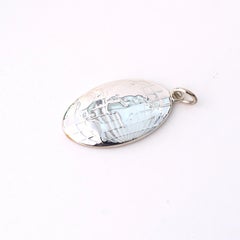 Tiffany & Co. Sterling Silver Oval World Map Charm Pendant W/ Pouch & Box