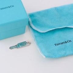 Tiffany & Co. 727 Fifth Ave Key Pendant Charm Sterling Silver 925 Rare Pouch/Box