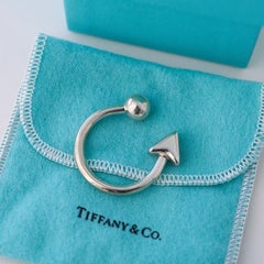 Tiffany & Co. Arrow Circle Key Ring Sterling Silver 925 Rare With Pouch & Box