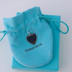 Tiffany & Co. Small Heart Tag Pendant Charm Sterling Silver 925 With Pouch & Box