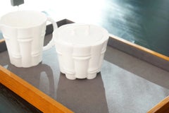 Tiffany & Co. Bamboo White Porcelain Creamer and Covered Sugar Set Ireland 2007
