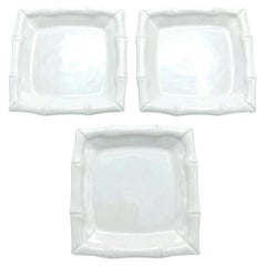 Tiffany & Co. Bamboo White Porcelain Square Dessert/Salad Plates - Set of 3
