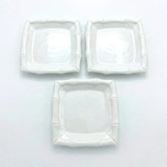 Tiffany & Co. Bamboo White Porcelain Square Dessert/Salad Plates - Set of 3
