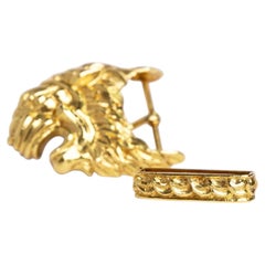 David Webb 18K Yellow Gold Lion Head Belt Buckle 54.85 Grams