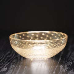 Tiffany & Co. Archimede Seguso Murano Gold Bullicante Glass Bowl Signed With Box