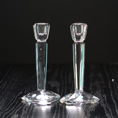 Tiffany & Co. Crystal Candlestick Holders 9" Pair Germany Made w/ Original Box