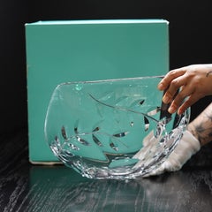 Tiffany & Co. Josef Riedel Crystal Leaf Centerpiece Bowl 11" Austria Made w/ Box