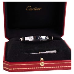 Cartier Love Bracelet 18K White Gold 4 Diamond Classic Model Size 17 Box & Screw