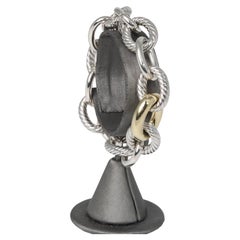 David Yurman Oval Link Cable Bracelet Sterling Silver & 18K Gold Accents 8” 19mm