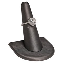 18K White Gold Heart Diamond Engagement Ring 1.37CT Halo 0.40CTW Diamonds Size 6
