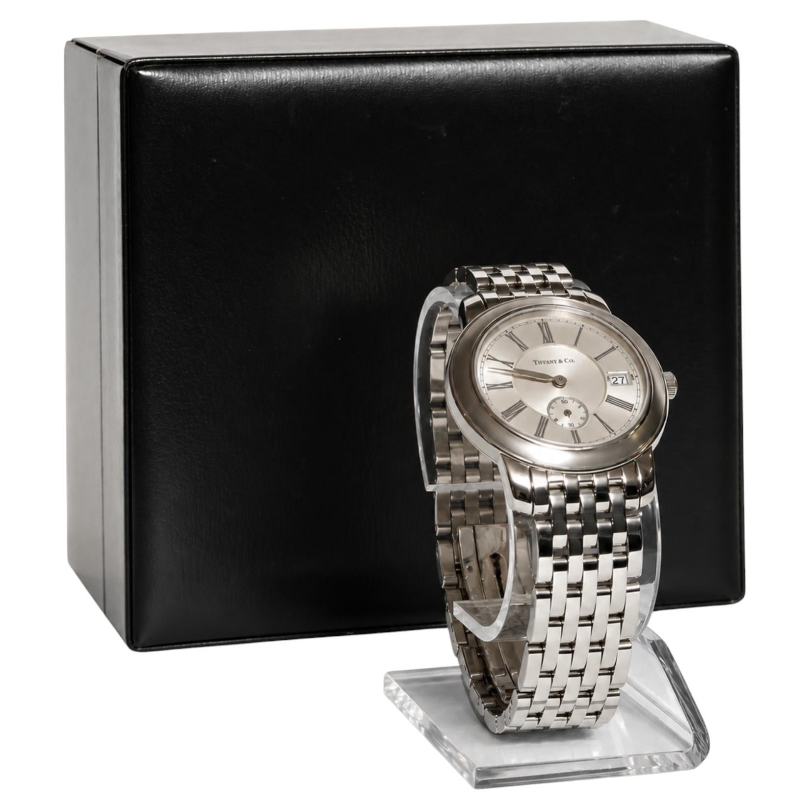 Tiffany & Co. Mark Round Stainless Steel Silver Dial Quartz Men's Watch Full Set